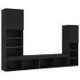 Wall TV cabinets with LED 4 pieces black engineered wood by , TV Furniture - Ref: Foro24-3216655, Price: 197,27 €, Discount: %