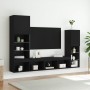 Wall TV cabinets with LED 4 pieces black engineered wood by , TV Furniture - Ref: Foro24-3216655, Price: 197,27 €, Discount: %