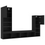 Wall TV cabinets with LED 4 pieces black engineered wood by , TV Furniture - Ref: Foro24-3216655, Price: 197,27 €, Discount: %