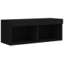 Wall TV cabinets with LED 4 pieces black engineered wood by , TV Furniture - Ref: Foro24-3216655, Price: 197,27 €, Discount: %