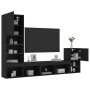 Wall TV cabinets with LED 4 pieces black engineered wood by , TV Furniture - Ref: Foro24-3216662, Price: 182,58 €, Discount: %