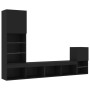 Wall TV cabinets with LED 4 pieces black engineered wood by , TV Furniture - Ref: Foro24-3216662, Price: 182,58 €, Discount: %