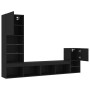 Wall TV cabinets with LED 4 pieces black engineered wood by , TV Furniture - Ref: Foro24-3216662, Price: 182,58 €, Discount: %