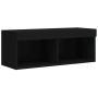 Wall TV cabinets with LED 4 pieces black engineered wood by , TV Furniture - Ref: Foro24-3216662, Price: 182,58 €, Discount: %