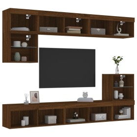 TV-Wandmöbel mit LED, 8-teilig, Eichenbraun, Holzwerkstoff von , TV-Möbel - Ref: Foro24-3216674, Preis: 250,99 €, Rabatt: %