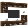 TV wall furniture with LED 8 pieces oak brown engineered wood by , TV Furniture - Ref: Foro24-3216674, Price: 257,57 €, Disco...