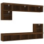 TV wall furniture with LED 8 pieces oak brown engineered wood by , TV Furniture - Ref: Foro24-3216674, Price: 257,57 €, Disco...