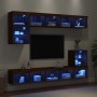 Muebles TV pared con LED 8 pzas madera ingeniería marrón roble de , Muebles TV - Ref: Foro24-3216674, Precio: 250,99 €, Descu...