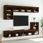 TV wall furniture with LED 8 pieces oak brown engineered wood by , TV Furniture - Ref: Foro24-3216674, Price: 257,57 €, Disco...