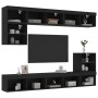 Muebles de TV de pared con LED 8 pzas madera ingeniería negro de , Muebles TV - Ref: Foro24-3216669, Precio: 247,45 €, Descue...