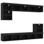 Wall TV cabinets with LED 8 pieces black engineered wood by , TV Furniture - Ref: Foro24-3216669, Price: 247,45 €, Discount: %