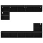 Wall TV cabinets with LED 8 pieces black engineered wood by , TV Furniture - Ref: Foro24-3216669, Price: 247,45 €, Discount: %