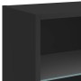 Wall TV cabinets with LED 8 pieces black engineered wood by , TV Furniture - Ref: Foro24-3216669, Price: 247,45 €, Discount: %