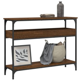 Mesa consola estante madera ingeniería marrón roble 100x29x75cm de , Mesas auxiliares - Ref: Foro24-837721, Precio: 41,68 €, ...