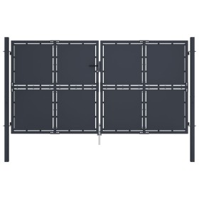 Puerta de jardín de acero gris antracita 300x150 cm de vidaXL, Puertas de jardín - Ref: Foro24-144526, Precio: 571,43 €, Desc...