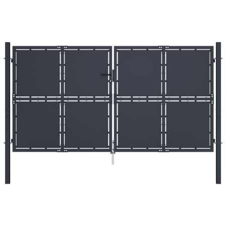 Puerta de jardín de acero gris antracita 300x150 cm de vidaXL, Puertas de jardín - Ref: Foro24-144526, Precio: 571,43 €, Desc...