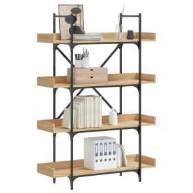 Bookcase with 4 shelves engineered oak wood 100x33x145.5 cm by , Bookcases and shelves - Ref: Foro24-837693, Price: 79,75 €, ...