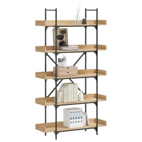 Bookcase with 5 shelves engineered oak wood 100x33x180.5 cm by , Bookcases and shelves - Ref: Foro24-837698, Price: 95,99 €, ...