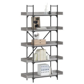 Bookcase with 5 shelves gray Sonoma wood 100x33x180.5 cm by , Bookcases and shelves - Ref: Foro24-837700, Price: 96,17 €, Dis...