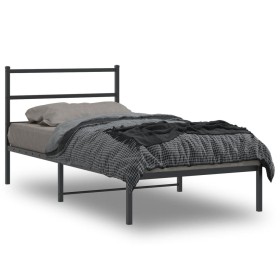 Estructura de cama con cabecero metal negro 107x203 cm de , Camas y somieres - Ref: Foro24-355361, Precio: 63,99 €, Descuento: %