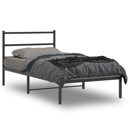 Bed frame with black metal headboard 107x203 cm by , Beds and slatted bases - Ref: Foro24-355361, Price: 63,83 €, Discount: %