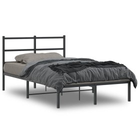 Bed frame with black metal headboard 120x200 cm by , Beds and slatted bases - Ref: Foro24-355363, Price: 87,85 €, Discount: %