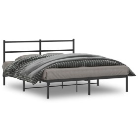 Bed frame with black metal headboard 160x200 cm by , Beds and slatted bases - Ref: Foro24-355368, Price: 93,93 €, Discount: %