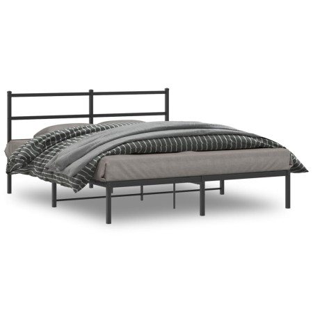 Estructura de cama con cabecero metal negro 160x200 cm de , Camas y somieres - Ref: Foro24-355368, Precio: 93,99 €, Descuento: %