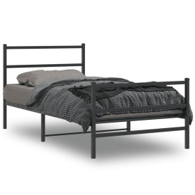 Estructura de cama con cabecero y estribo metal negro 100x190cm de , Camas y somieres - Ref: Foro24-355377, Precio: 68,99 €, ...