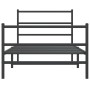 Bed frame with headboard and black metal footboard 100x190cm by , Beds and slatted bases - Ref: Foro24-355377, Price: 68,99 €...