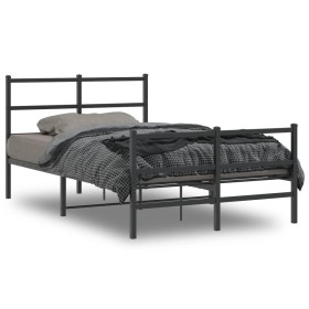 Bed frame with headboard and black metal footboard 120x190cm by , Beds and slatted bases - Ref: Foro24-355380, Price: 92,59 €...