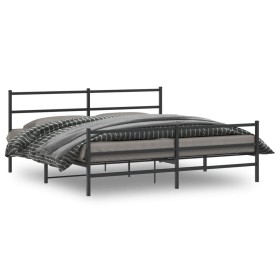 Estructura de cama con cabecero y estribo metal negro 193x203cm de , Camas y somieres - Ref: Foro24-355389, Precio: 117,99 €,...