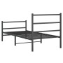 Bed frame with headboard and black metal footboard 90x190 cm by , Beds and slatted bases - Ref: Foro24-355375, Price: 69,77 €...