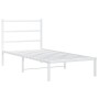 Estructura de cama de metal con cabecero blanco 90x190 cm de , Camas y somieres - Ref: Foro24-355406, Precio: 59,19 €, Descue...