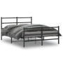 Bed frame with headboard and black metal footboard 135x190cm by , Beds and slatted bases - Ref: Foro24-355382, Price: 96,30 €...