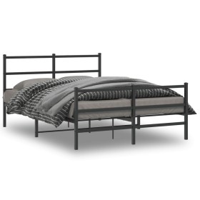 Bed frame with headboard and black metal footboard 135x190cm by , Beds and slatted bases - Ref: Foro24-355382, Price: 98,99 €...