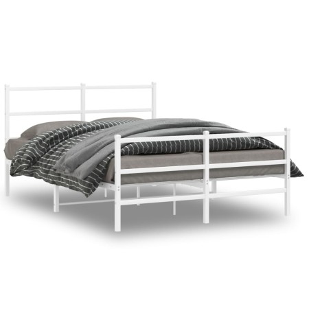 Metal bed frame with headboard and white footboard 135x190 cm by , Beds and slatted bases - Ref: Foro24-355431, Price: 96,30 ...