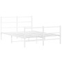 Estructura cama metal con cabecero y estribo blanco 135x190 cm de , Camas y somieres - Ref: Foro24-355431, Precio: 96,30 €, D...