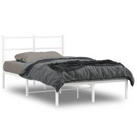 Metal bed frame with white headboard 120x200 cm by , Beds and slatted bases - Ref: Foro24-355412, Price: 84,37 €, Discount: %