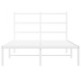 Metal bed frame with white headboard 120x200 cm by , Beds and slatted bases - Ref: Foro24-355412, Price: 84,45 €, Discount: %