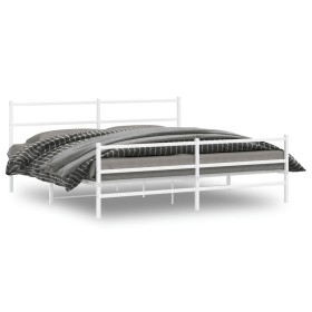 Estructura cama metal con cabecero y estribo blanco 193x203 cm de , Camas y somieres - Ref: Foro24-355438, Precio: 114,87 €, ...