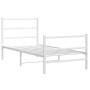 Estructura cama metal con cabecero y estribo blanco 90x200 cm de , Camas y somieres - Ref: Foro24-355425, Precio: 66,05 €, De...