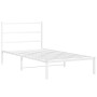 Metal bed frame with white headboard 107x203 cm by , Beds and slatted bases - Ref: Foro24-355410, Price: 63,99 €, Discount: %