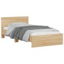 Sonoma oak engineered wood bed with headboard 100x200 cm by , Beds and slatted bases - Ref: Foro24-838619, Price: 74,27 €, Di...