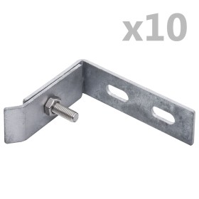 Corner connector for wall 10 sets silver by vidaXL, Accessories for gates and fences - Ref: Foro24-144503, Price: 27,99 €, Di...