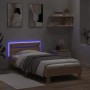 Estructura de cama cabecero luces LED roble Sonoma 90x200 cm de , Camas y somieres - Ref: Foro24-838717, Precio: 104,99 €, De...