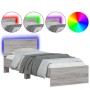 Bed frame headboard LED lights Sonoma gray 90x200 cm by , Beds and slatted bases - Ref: Foro24-838811, Price: 113,99 €, Disco...