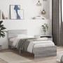 Bed frame headboard LED lights Sonoma gray 90x200 cm by , Beds and slatted bases - Ref: Foro24-838811, Price: 113,99 €, Disco...