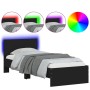 Bed frame with headboard and LED lights black 90x200 cm by , Beds and slatted bases - Ref: Foro24-838807, Price: 113,99 €, Di...