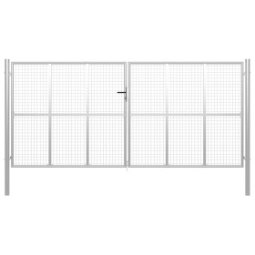 Galvanized silver steel garden gate 415x225 cm by vidaXL, garden gates - Ref: Foro24-144302, Price: 758,99 €, Discount: %